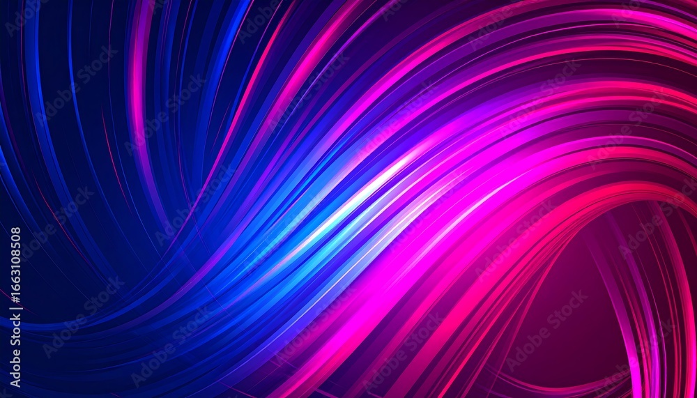 Obraz premium Abstract swirling neon light patterns in pink and blue