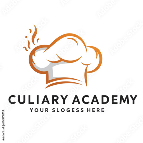 Culinary Academy Logo with Chef's Hat, Perfect for Food Brands, Cooking Schools, and Restaurants