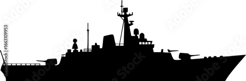 military ship silhouette vector illustration
