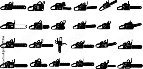 Chainsaw set silhouette vector illustration
