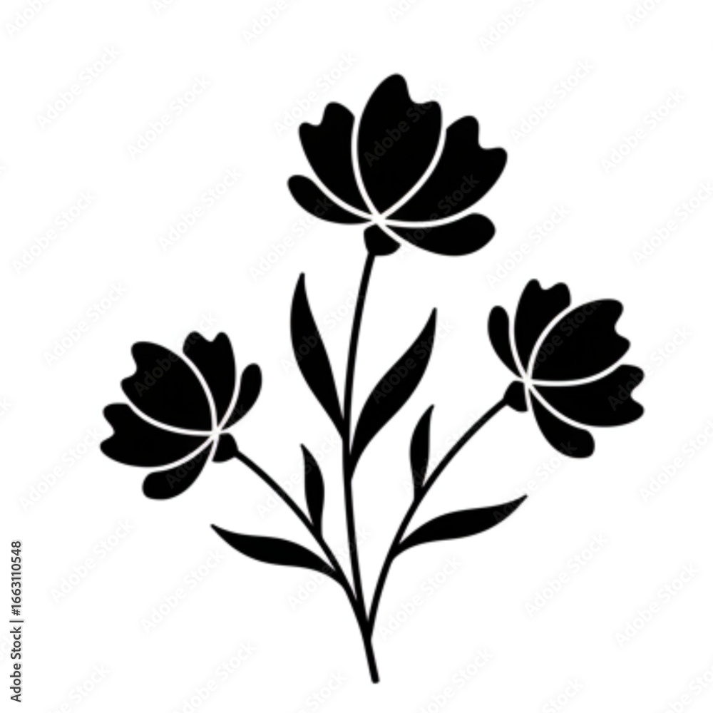 Obraz premium Elegant black floral illustration perfect for wedding invitations, design elements, and branding