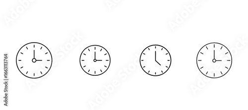 "Clock Line Art Icon Set– Minimal Time Schedule Vector"
