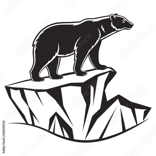 Polar bear on iceberg silhouette