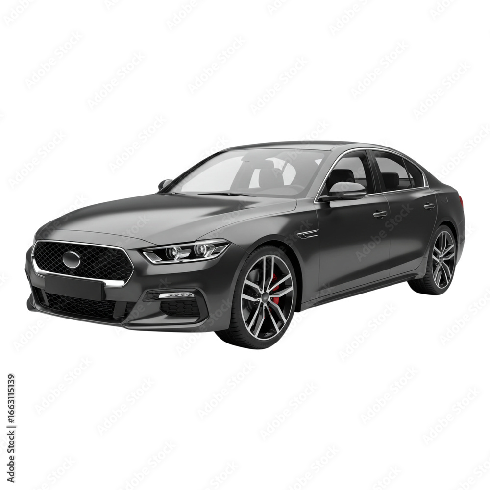 Obraz premium Luxury sedan car front side view isolated on transparent background