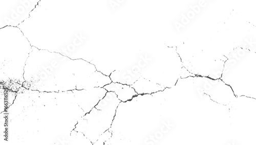 Cracked Ground and Fissure – Concrete, Clay, and Land Surface Damage, Earthquake Breaks, texture vector design on transparent background.