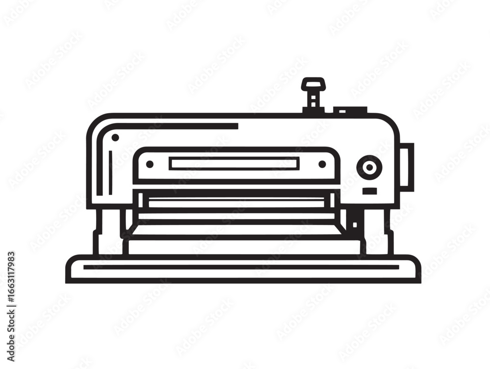 Obraz premium Minimal Laminating Machine Symbol in Elegant Line Illustration