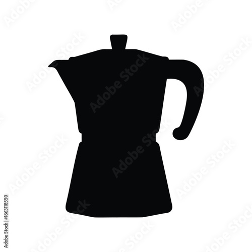 Silhouette of an Italian Moka Pot Coffee Maker against a White Background