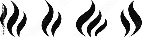 Steam Smoke flat icon set. Aroma smell symbol. Vector 