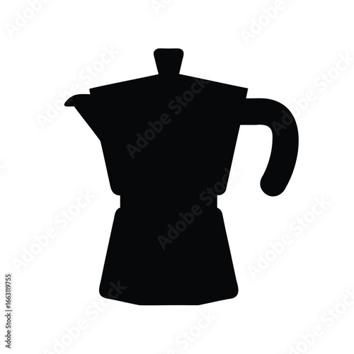 Silhouette of a moka pot for making espresso or strong coffee