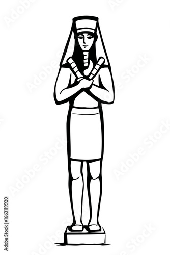 Vector drawing. Egyptian male statue