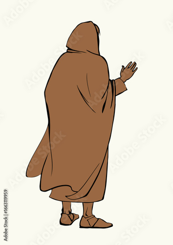 Vector drawing. The man in the coat. Back view