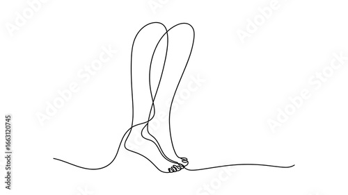 Minimal continuous line drawing of human legs and feet vector illustration