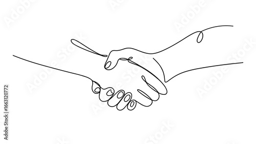 Continuous line drawing of handshake agreement business deal vector illustration