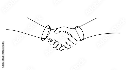 Continuous line drawing of handshake agreement business deal vector illustration