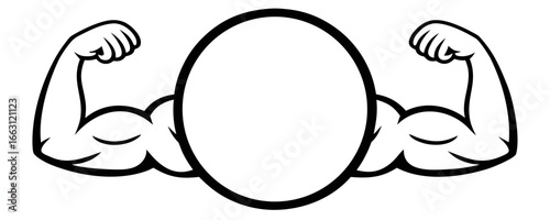 Biceps. Muscle icon. Gym logo. Vector illustration 