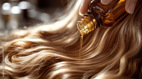 Blonde hair being oiled