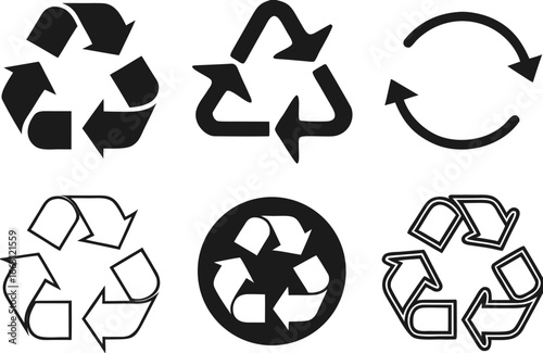 Recycle signs. Recycle arrow collection. Recycling icon set. Vector illustration 