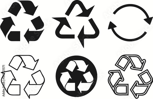 Recycle signs. Recycle arrow collection. Recycling icon set. Vector illustration 
