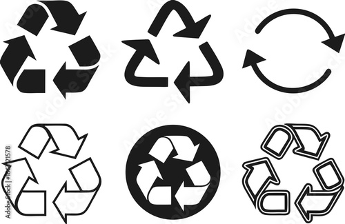 Recycle signs. Recycle arrow collection. Recycling icon set. Vector illustration 