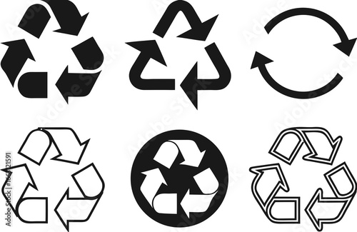 Recycle signs. Recycle arrow collection. Recycling icon set. Vector illustration 
