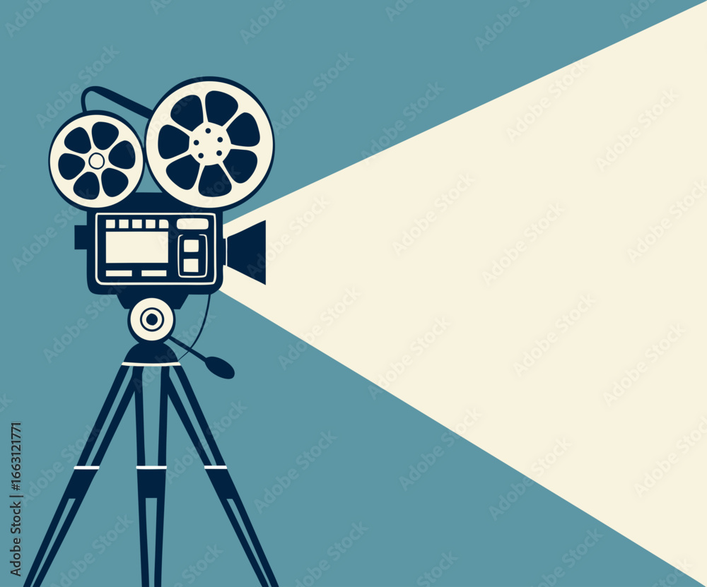 Obraz premium Retro cinema projector on poster. Vector