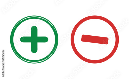 Plus and minus sign set. Vector illustration 