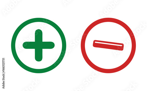 Plus and minus sign set. Vector illustration 