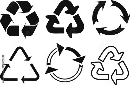 Recycle signs. Recycle arrow collection. Recycling icon set. Vector illustration 