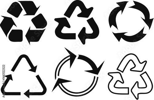 Recycle signs. Recycle arrow collection. Recycling icon set. Vector illustration 
