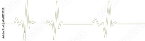 ECG Line Graph Olive Green Heartbeat Rhythm Monitor on Transparent Background