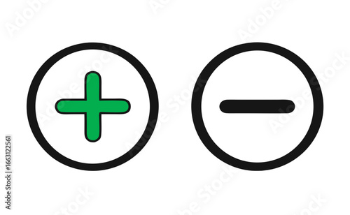 Plus and minus sign set. Vector illustration 