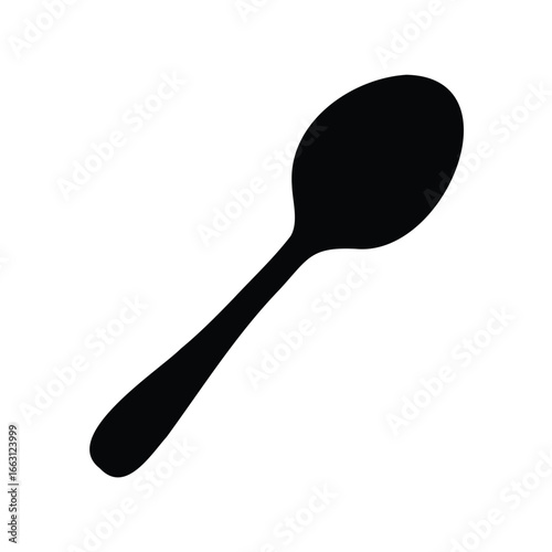 Black spoon silhouette on white background for design elements and art