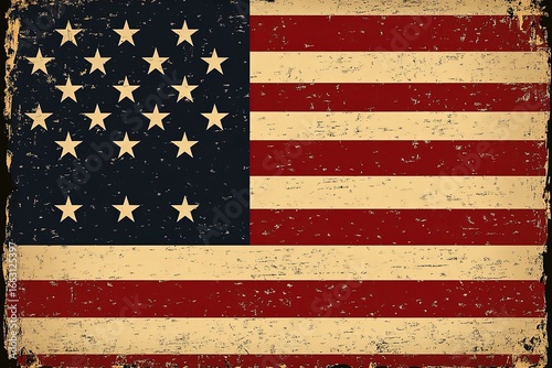 Vintage American flag with a distressed texture, symbolizing patriotism and history