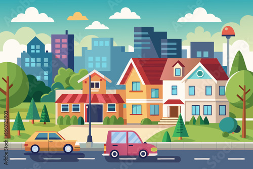 Car in the City - Urban Vehicle and Modern Transportation Illustration