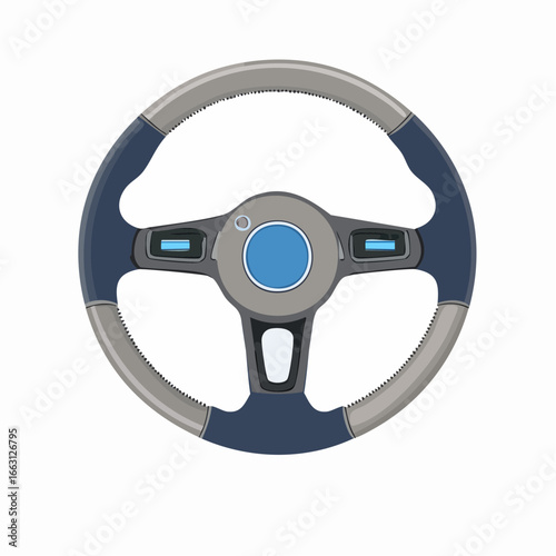 車の社外ハンドルとカスタムパーツを表すベクターイラスト