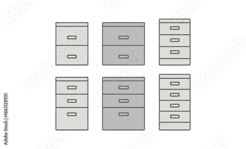 Minimalist office file cabinets in linear design on gradient background