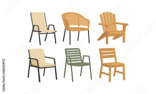 Diverse collection of modern chairs with gradient background