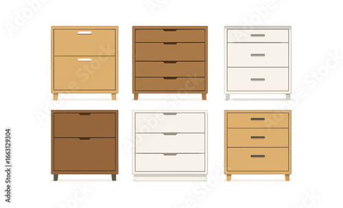 Modern wooden cabinets set with minimalist drawer designs