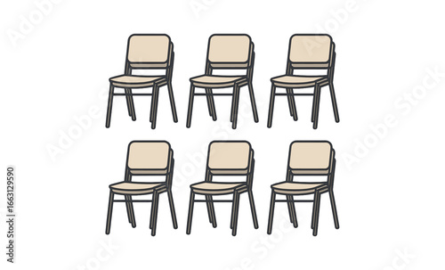 Minimalist repeated chair pattern: stylish modern seating design