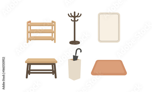 Elegant hallway essentials with modern furniture and cozy accessories