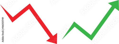 Stock market trend up and down arrows