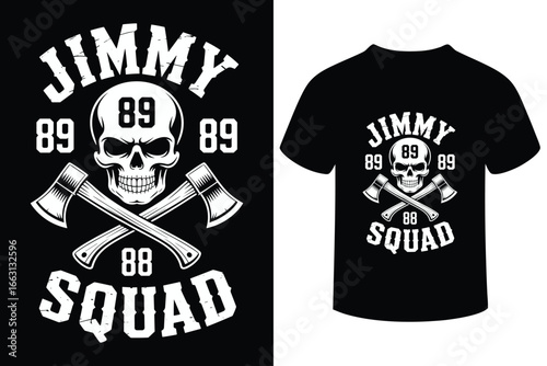 Jimmy squad skull and axes graphic t shirt design