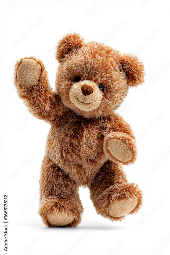 Obraz premium A brown plush teddy bear is waving,