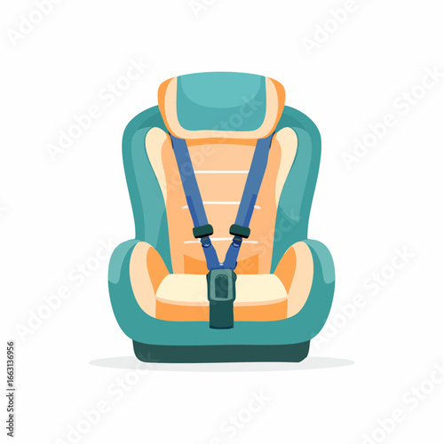 ジュニアシートと子供用カーシートを表すベクターイラスト