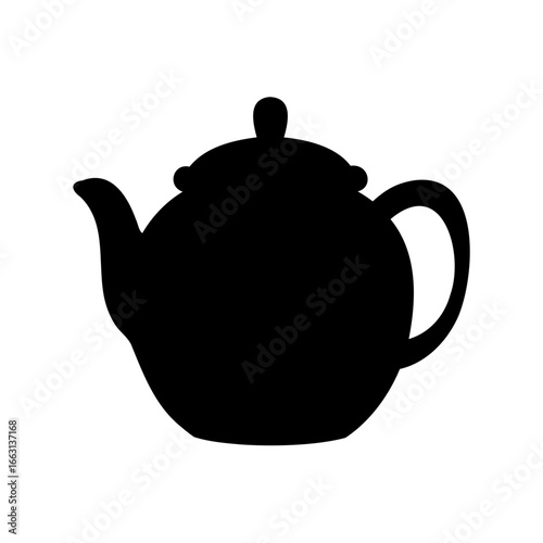 Elegant black teapot silhouette on a white background, perfect for tea time