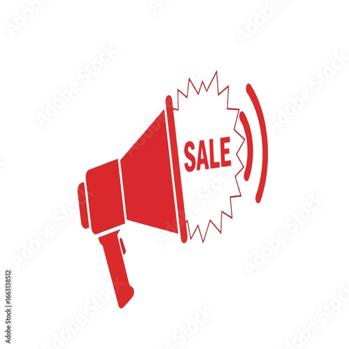 Red megaphone announcing a sale.