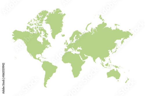 緑色の世界地図のイラスト