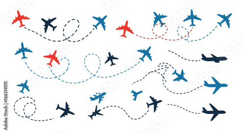Airplanes soaring through the sky, representing travel, tourism, and worldwide destinations