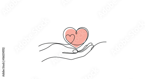 Hand cradling heart symbol of love, care, and compassion perfect for branding and design.