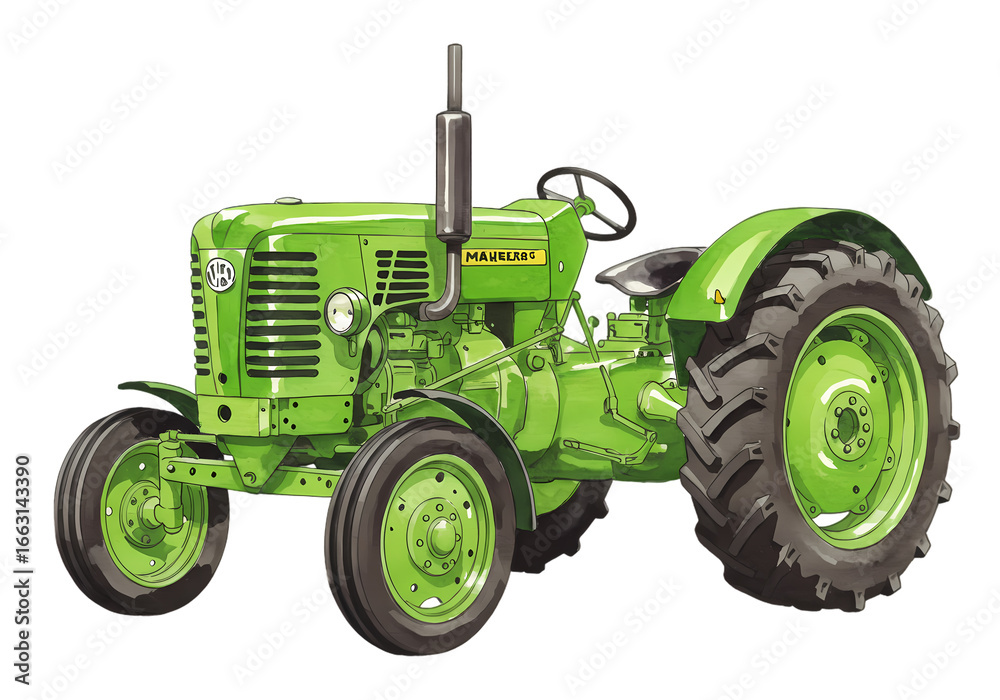 Obraz premium Vintage Green Tractor: Classic Farm Equipment Photograph